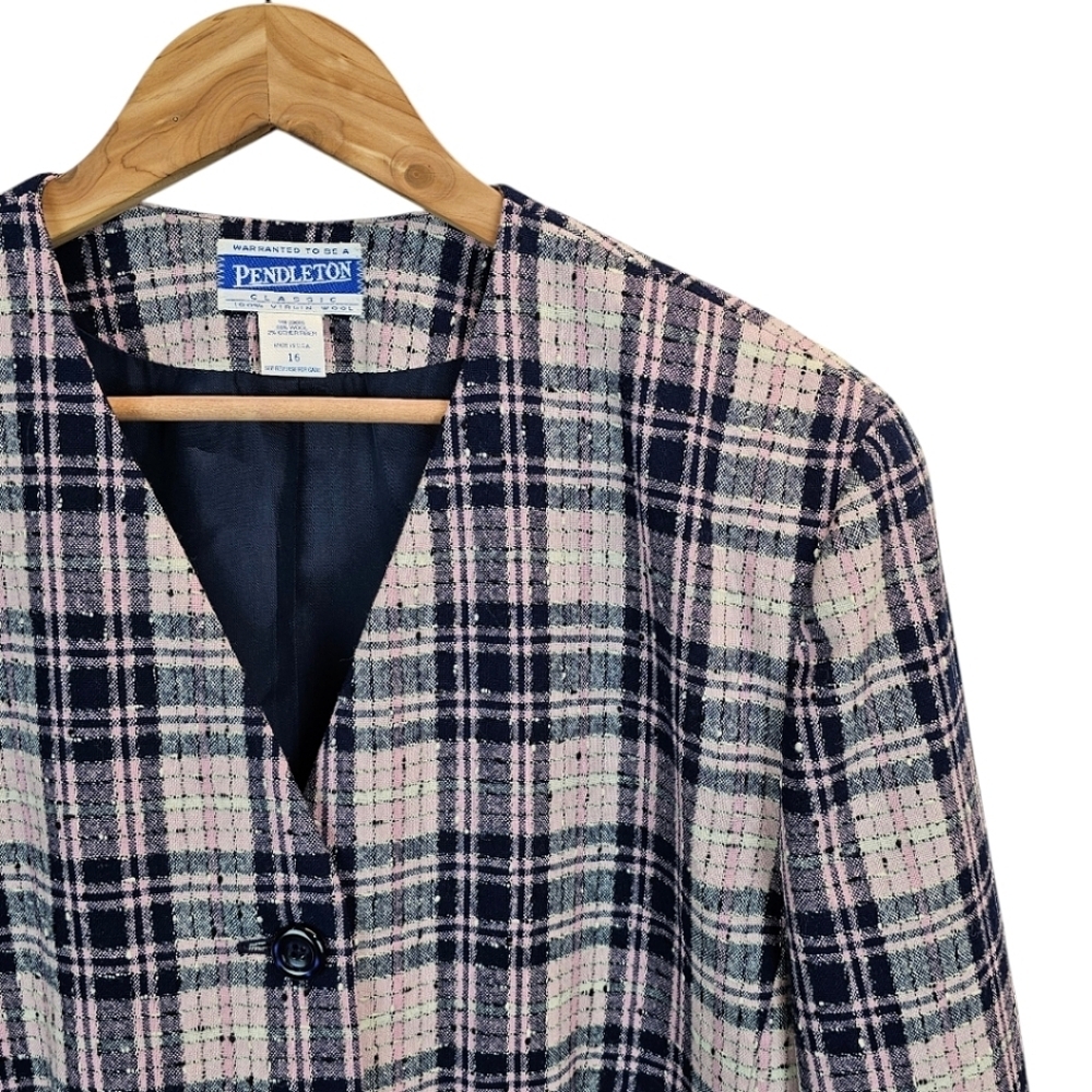 Pendleton Pure Wool Plaid Button Front Blazer Wom… - image 4